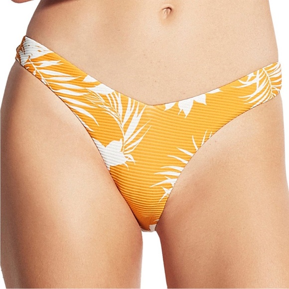 Seafolly Wild Tropics V High Cut Rio Bikini Bottom in Amber NEW Size US 8 - Picture 14 of 15